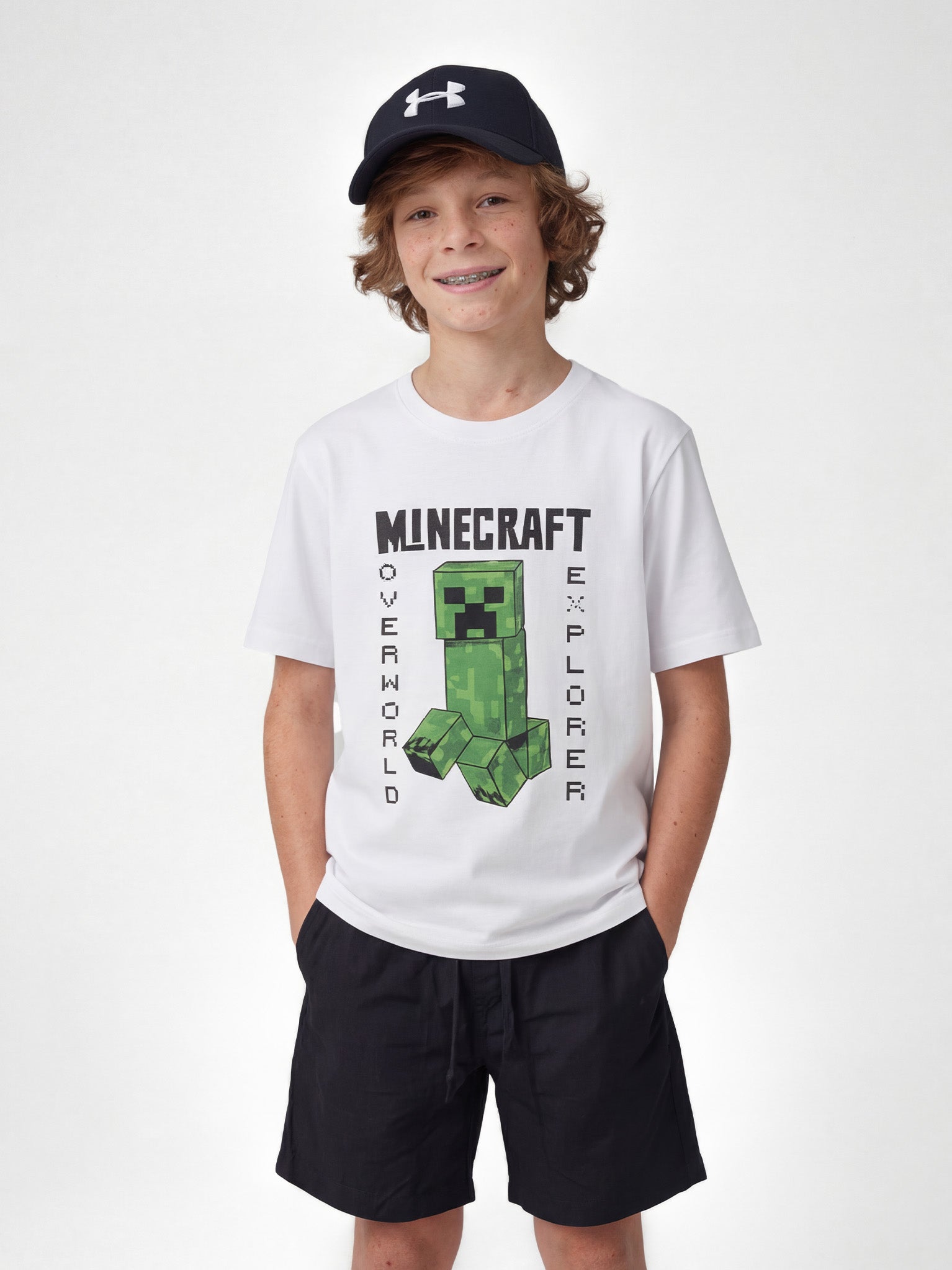 Minecraft Creeper Kid Tee - White