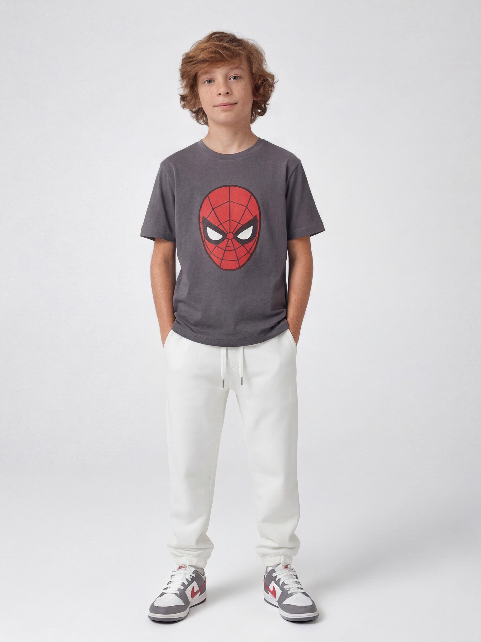 Spider-Man Big Mask Kid Tee - Grey