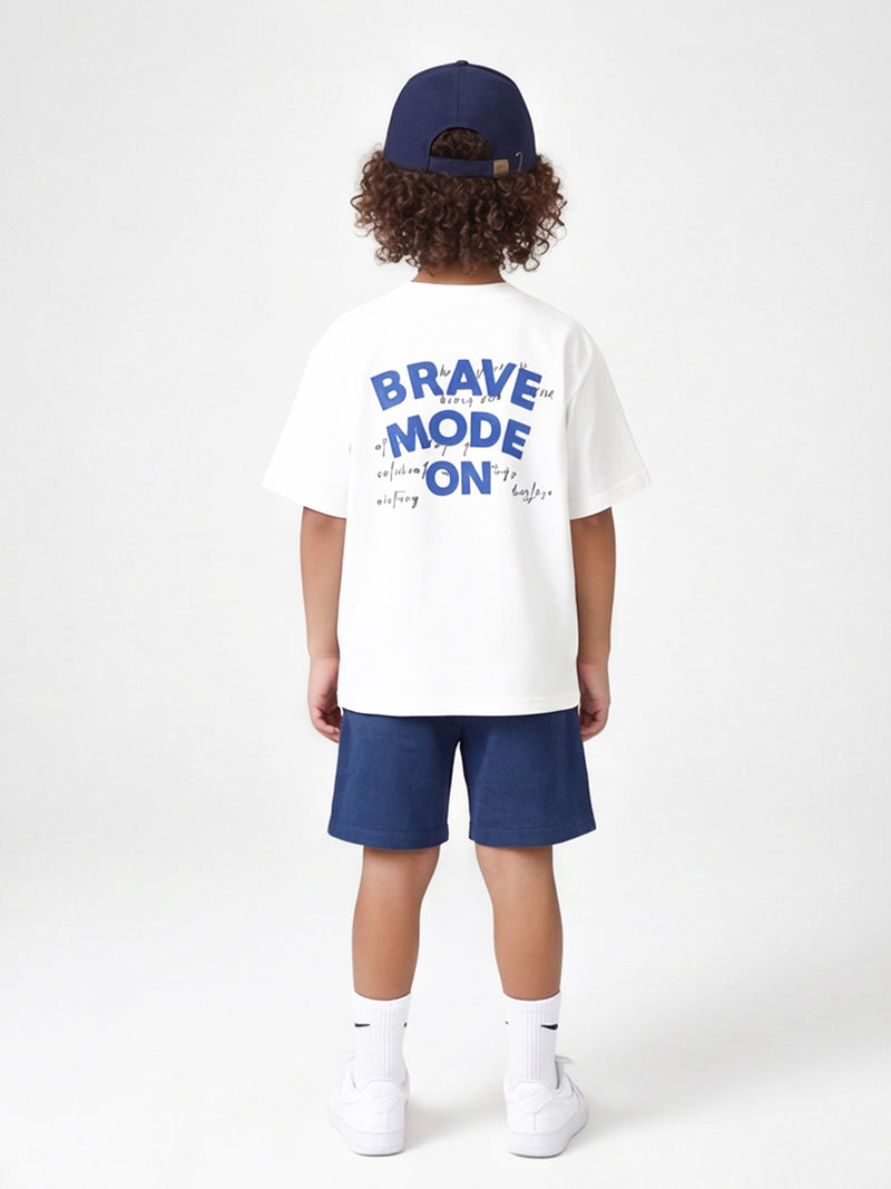 Brave Mode Kids  Tee - White
