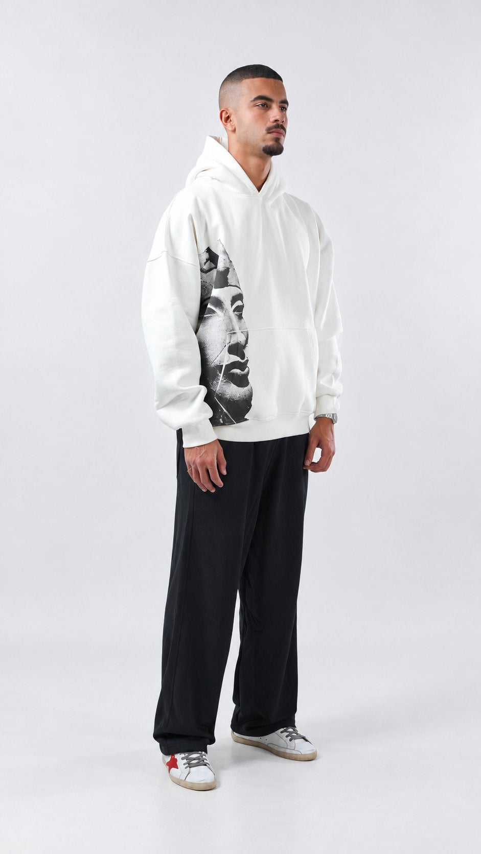 Akhen Dotted Oversize Hoodie — Off-White, product view 2