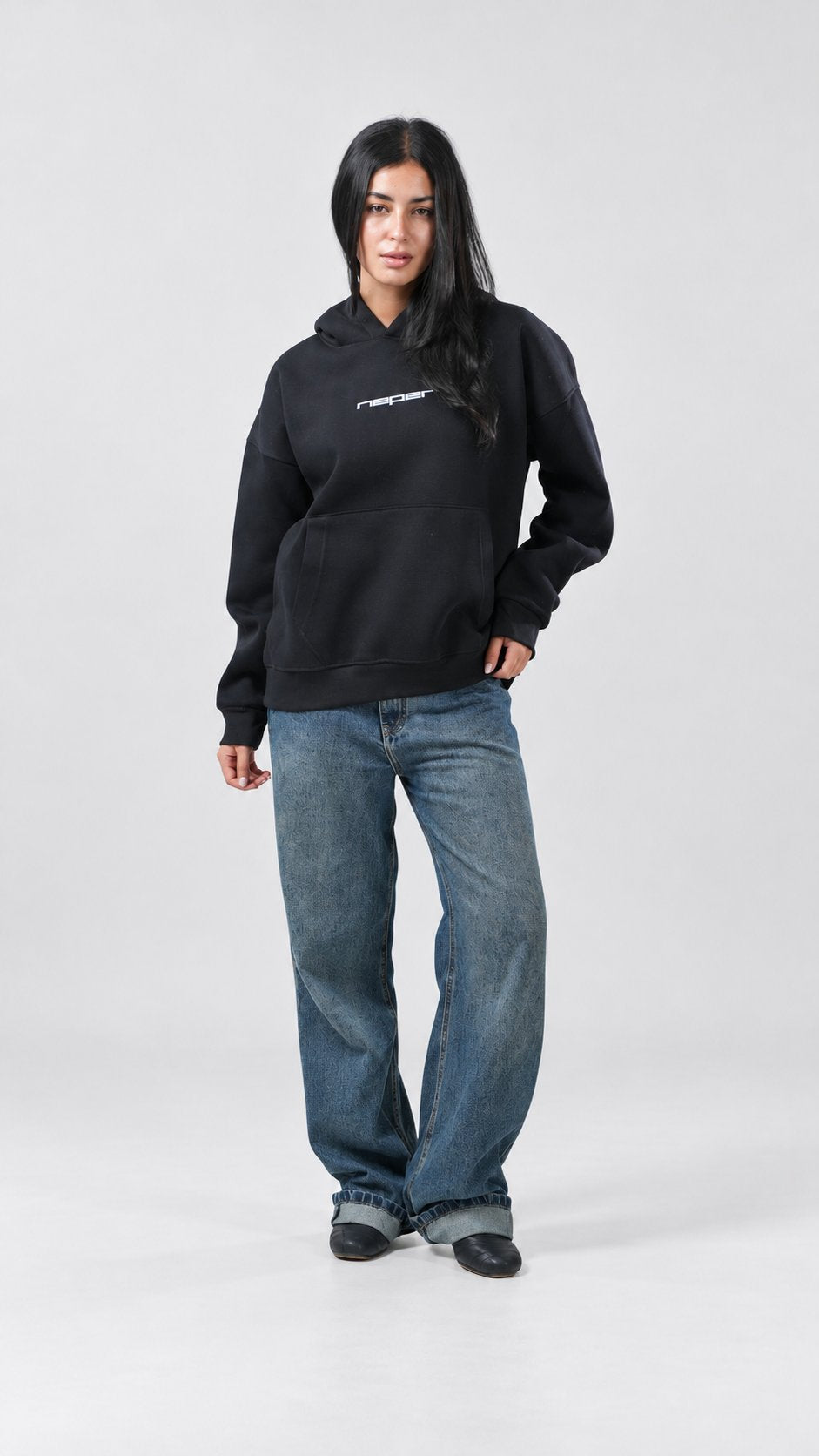 Civilization Oversize Hoodie — Black, product view 5