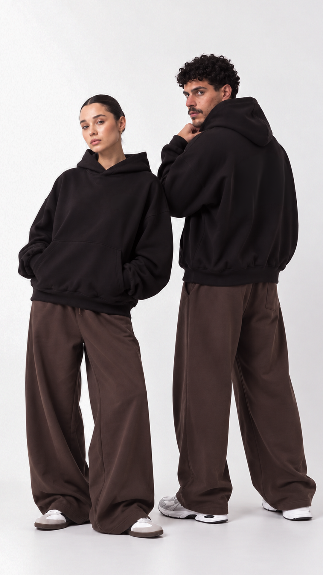 Essential Oversize Hoodie — Black, couple styling