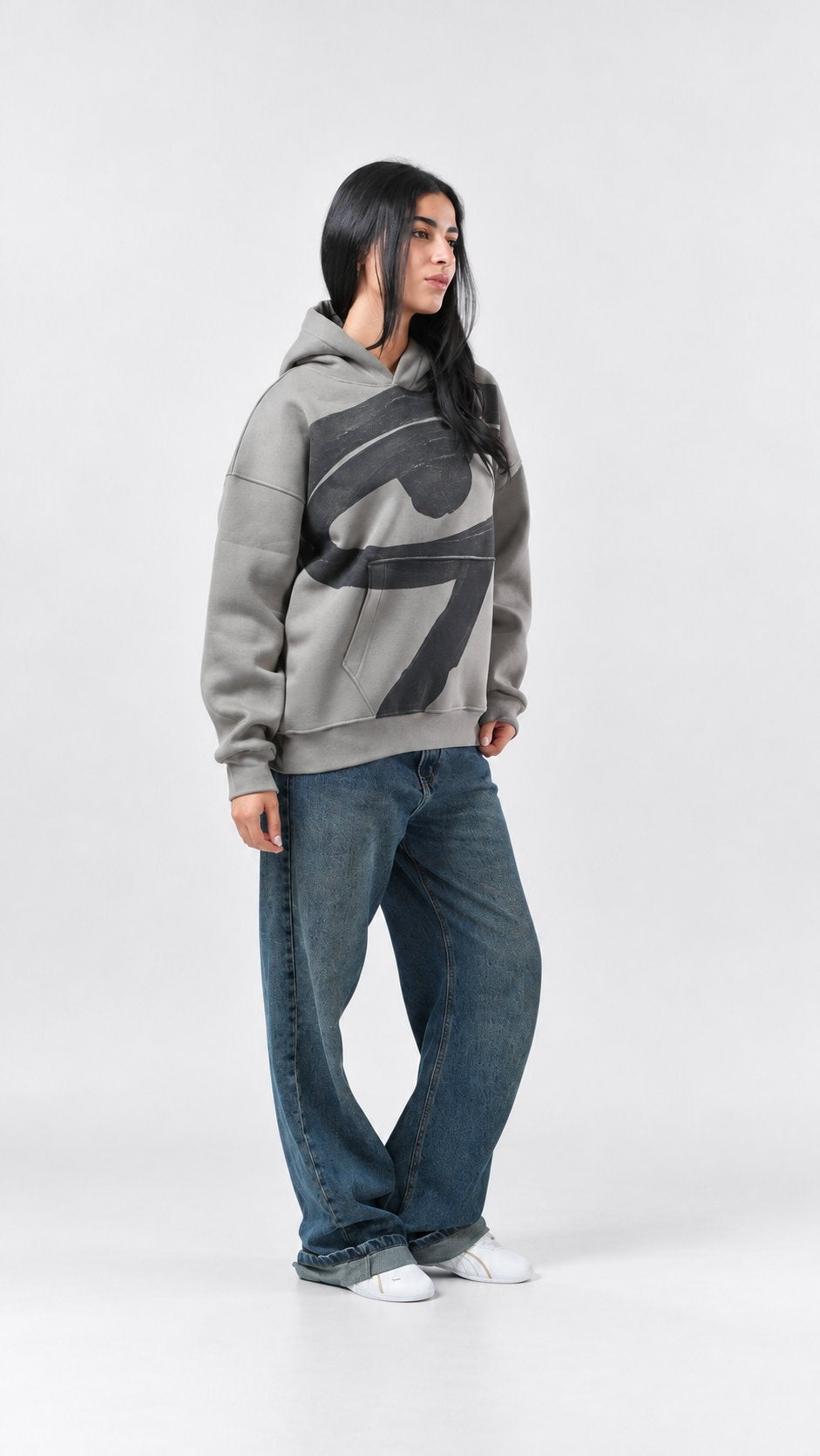Eye of Ra Oversize Hoodie — Ash Grey, product view 2