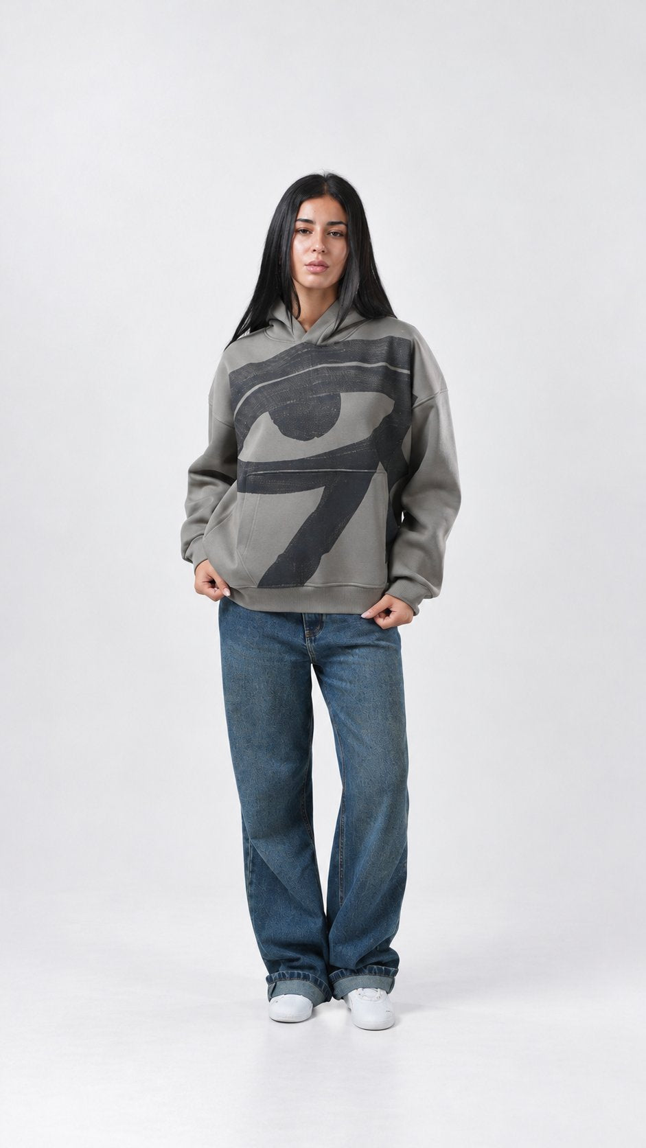 Eye of Ra Oversize Hoodie — Ash Grey, product view 5