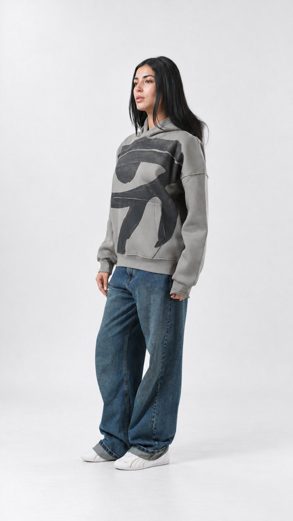 Eye of Ra Oversize Hoodie — Ash Grey, product view 6