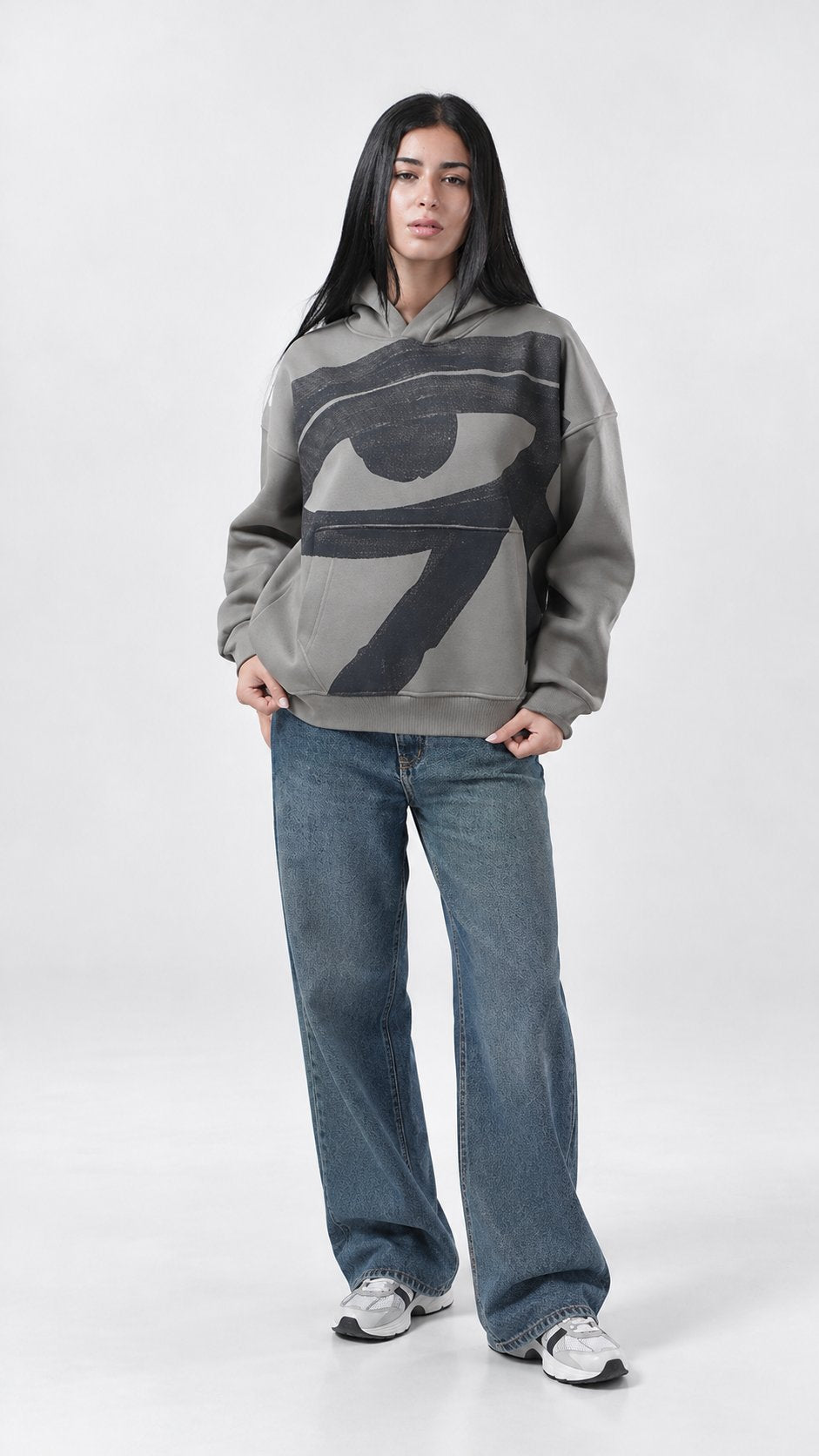 Eye of Ra Oversize Hoodie — Ash Grey, product view 7