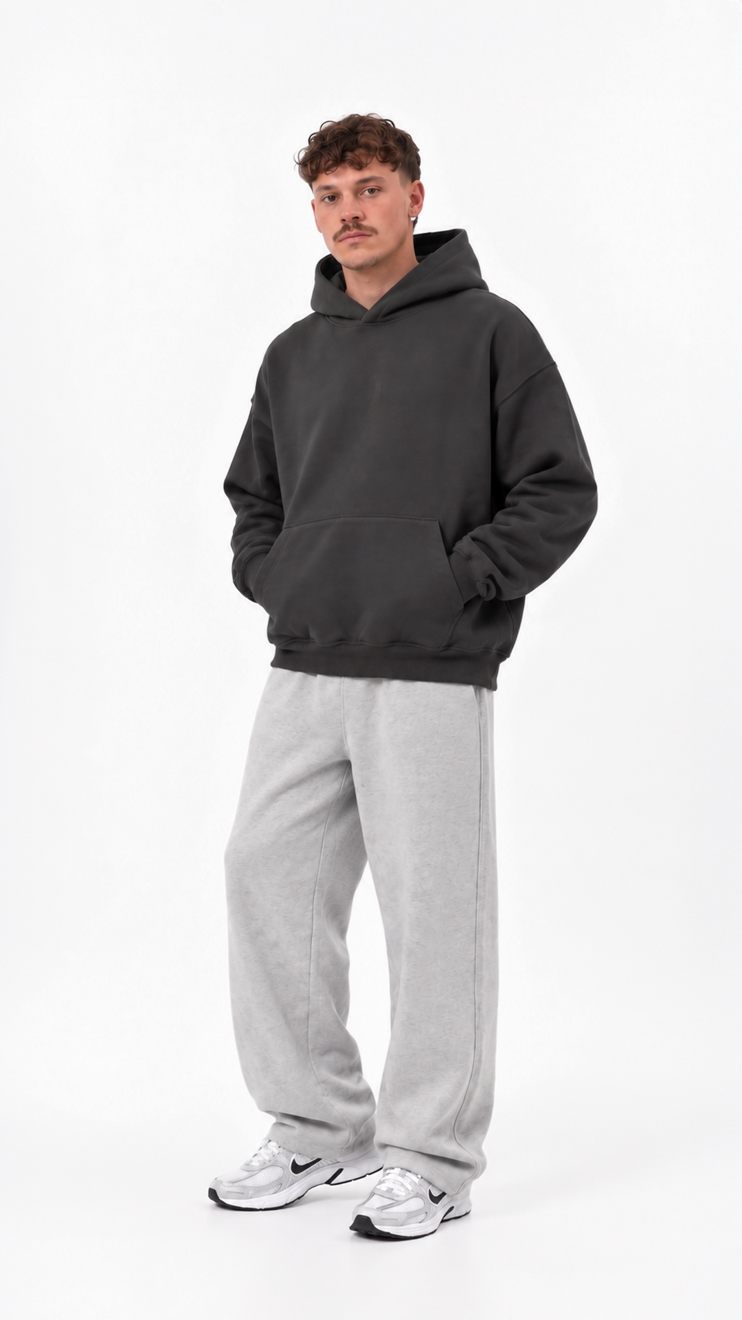 Essential Oversize Hoodie — Charcoal, model view