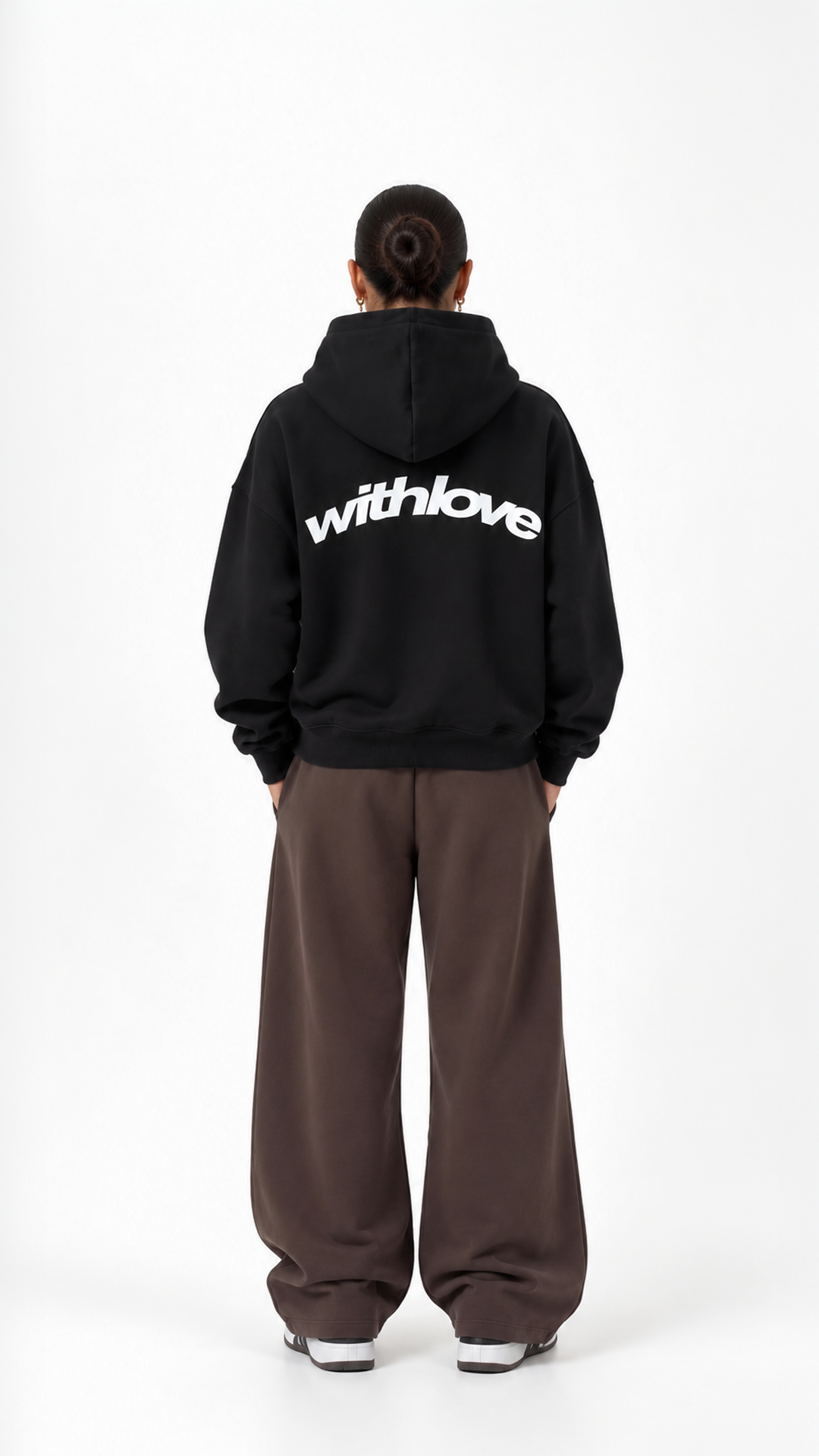 With Love Oversize Hoodie — Black, model view