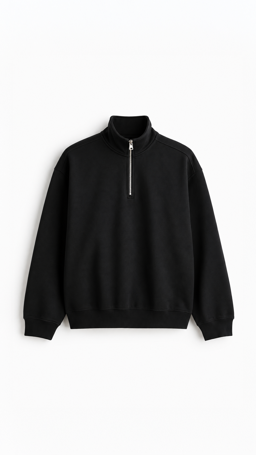 Essential Oversize Quarter Zip â€” Black, front