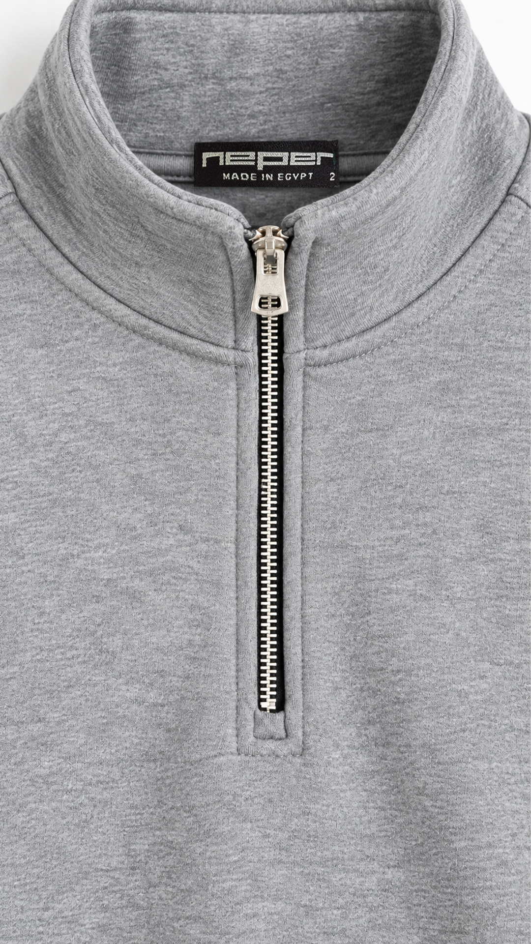 Essential Oversize Quarter Zip â€” Grey, detail