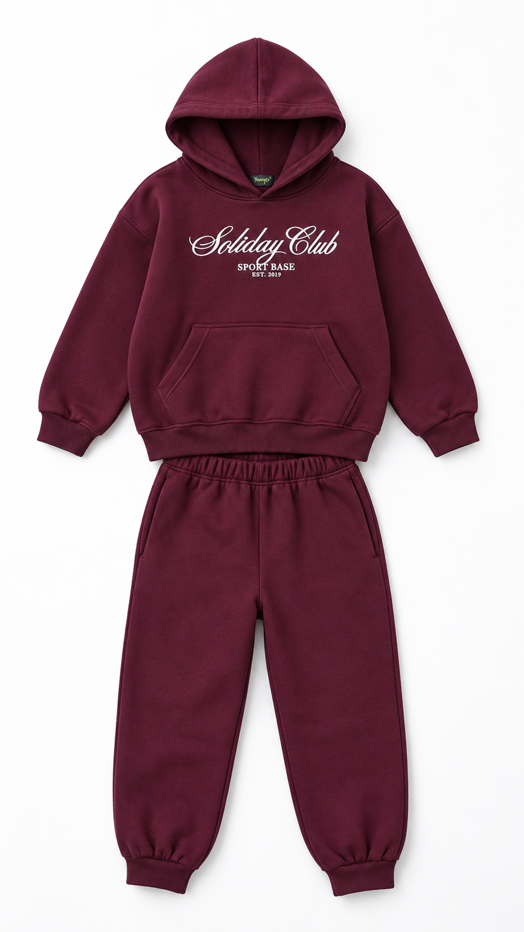 Kids’ Club Cotton Hoodie & Jogger Set – Burgundy — product view 7