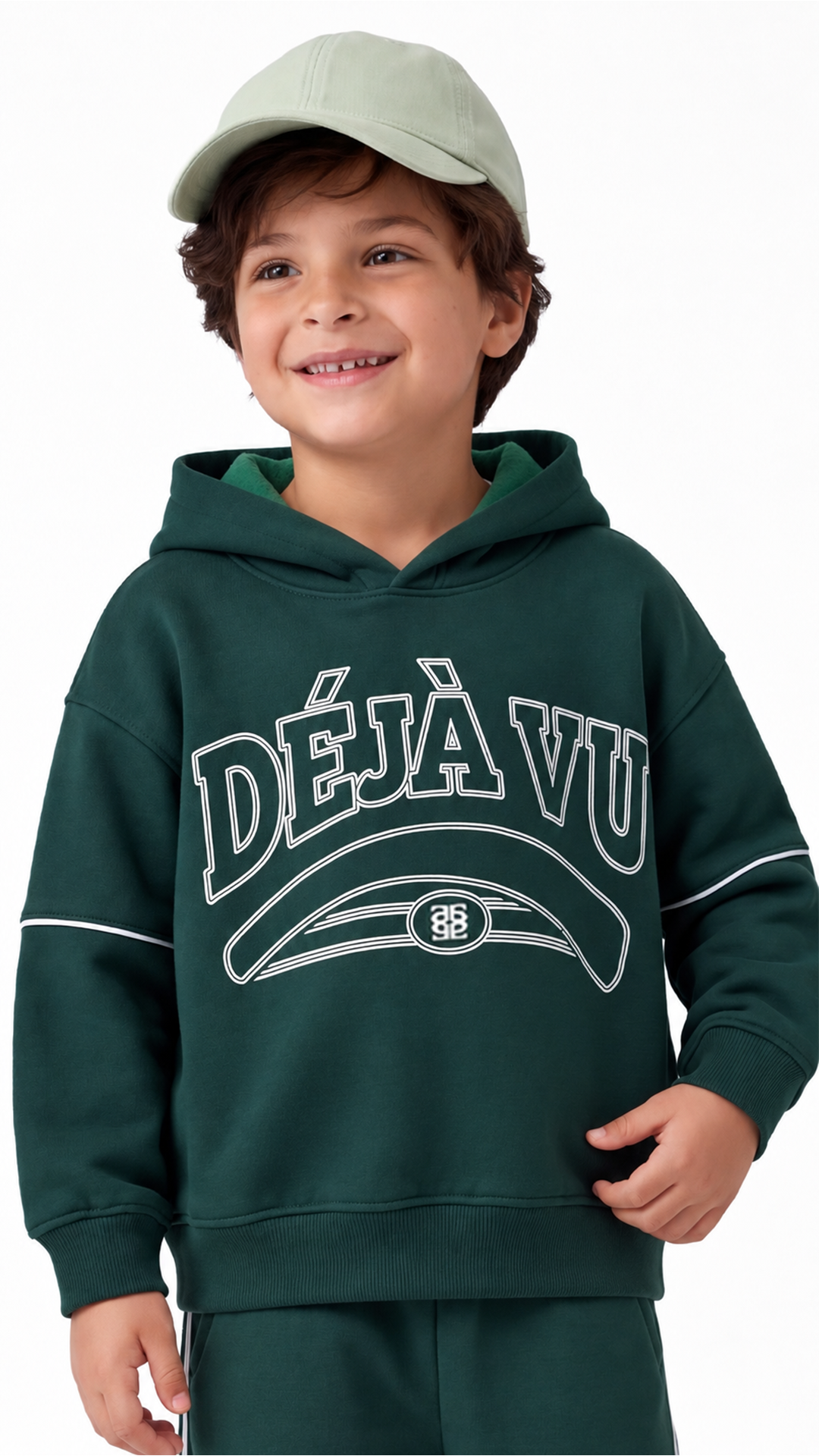 Kids’ Déjà Vu Cotton Hoodie & Pants Set – Forest Green — product view 1