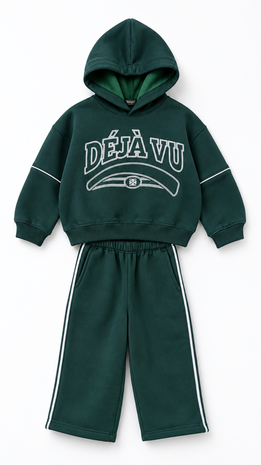 Kids’ Déjà Vu Cotton Hoodie & Pants Set – Forest Green — product view 8
