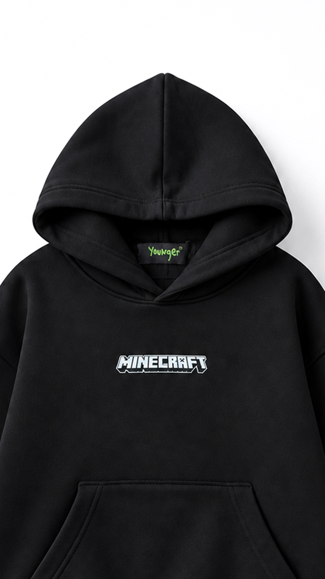 Kids’ Minecraft Pixel Cotton Hoodie – Black — product view 6