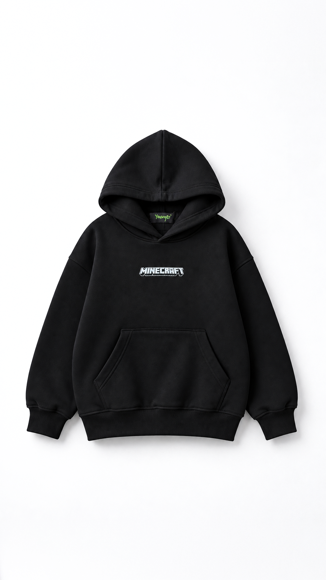Kids’ Minecraft Pixel Cotton Hoodie – Black — product view 8
