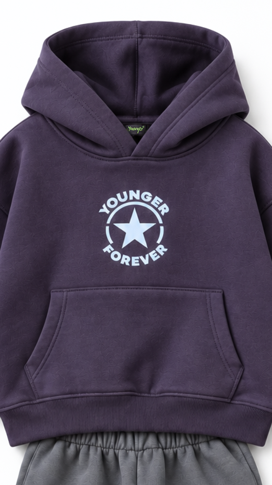 Kids’ Younger Forever Cotton Hoodie & Pants Set – Purple & Grey — product view 8